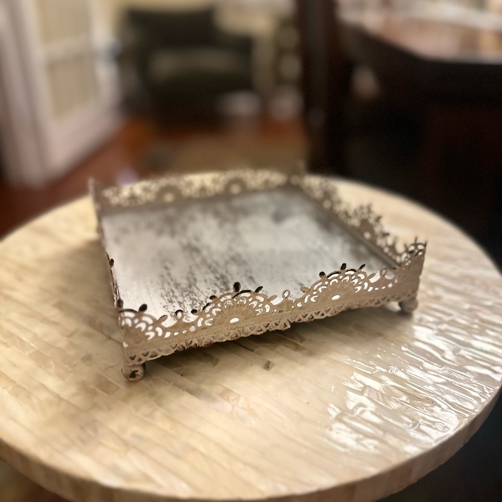 Antique Vanity Mirrored Tray